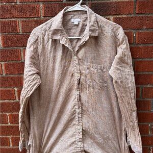 Women’s J.Jill Love Linen  Beige Button-Up Shirt